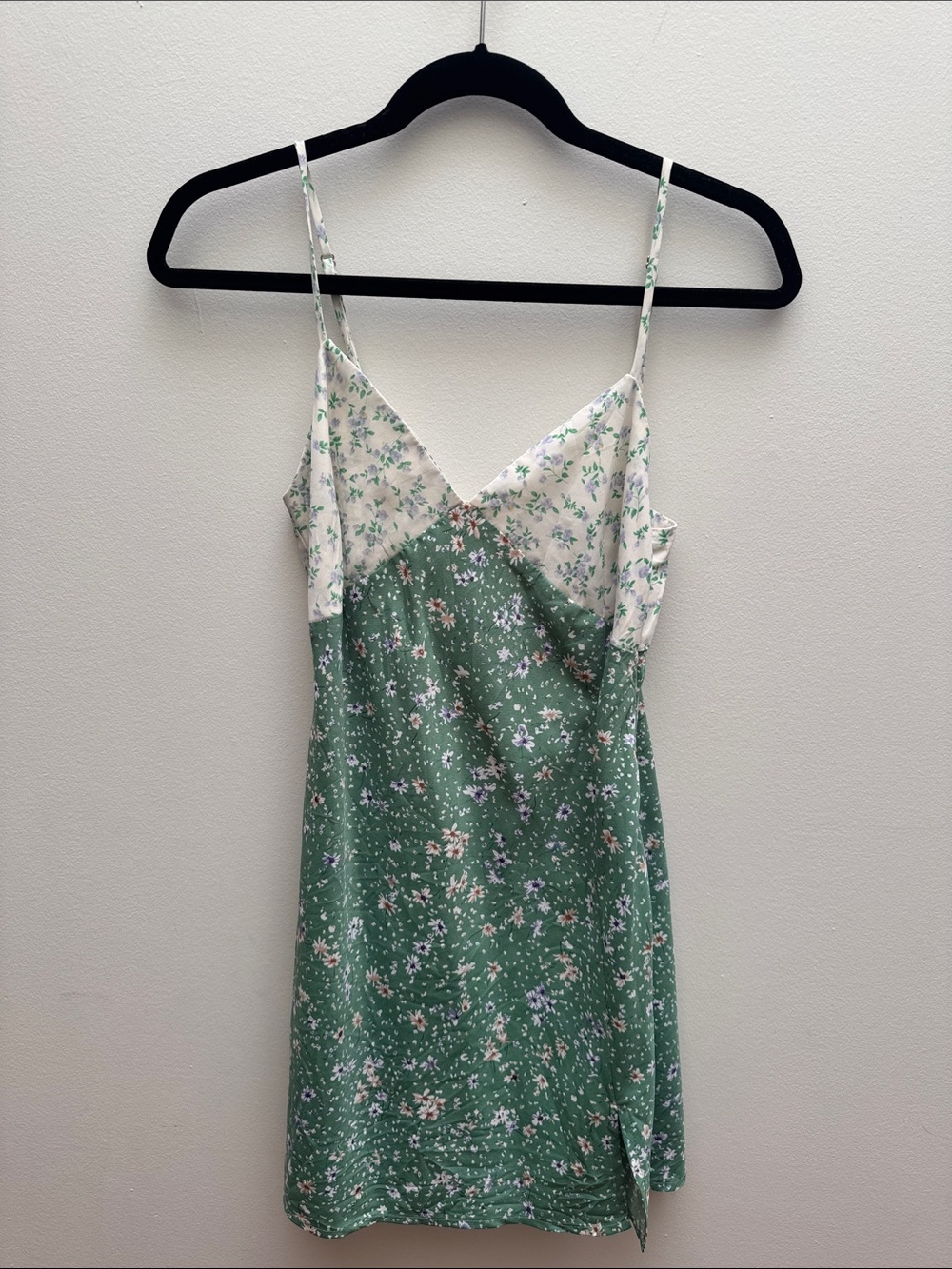 Green and Ivory Floral Slip Dress